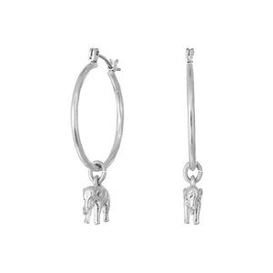 ☘️ LUCKY BRAND Hammered Silver Metallic Elephant Hoop Earrings